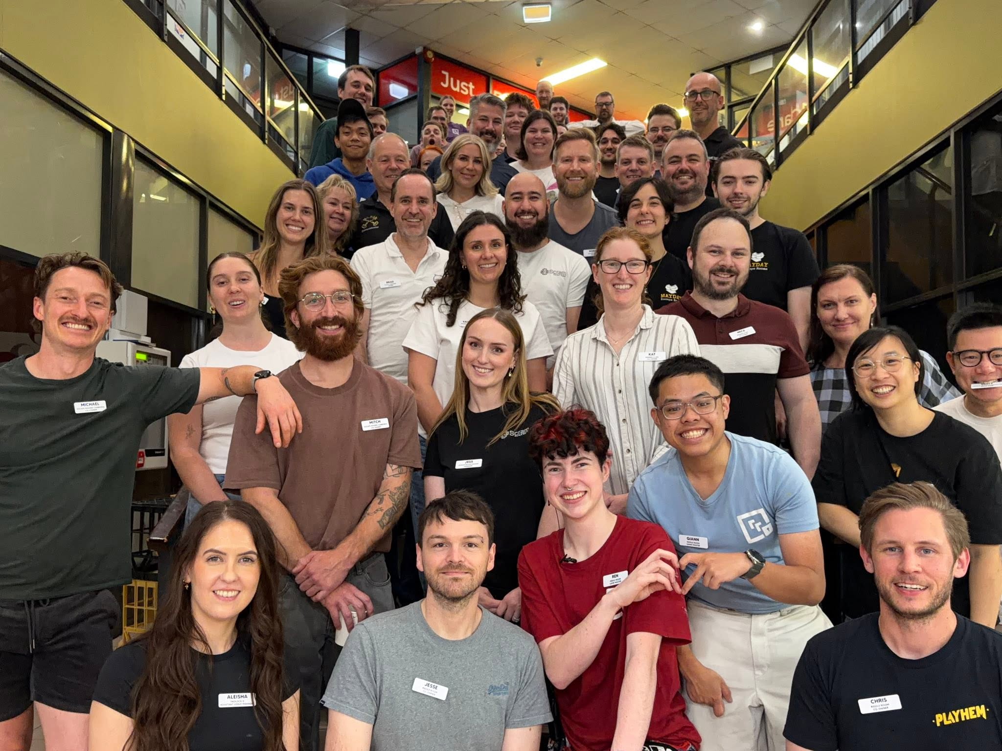 The EROAUS26 group photo — 50+ owners in Canberra